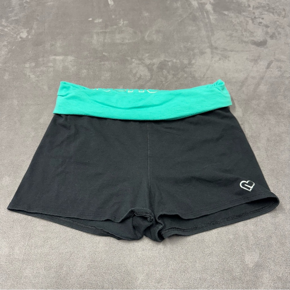 Aeropostale LLD Black Bike Shorts Teal Fold Over Waistband athletic women’s M